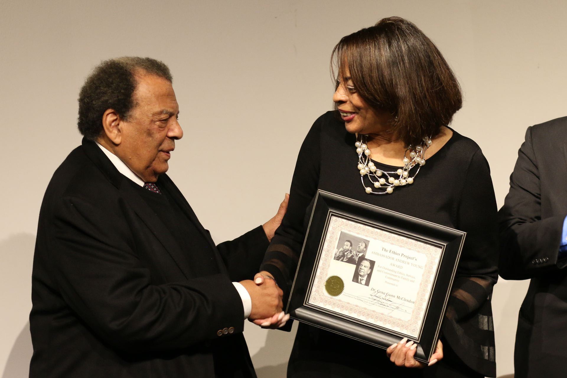 Ambassador Andrew J. Young and Dr. Gena Gunn McClendon. Photo courtesy of The Ethics Project.